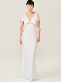 Omnes White Meadow Bridal Maxi Dress with Lace Detail