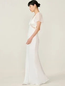 Omnes White Meadow Bridal Maxi Dress with Lace Detail
