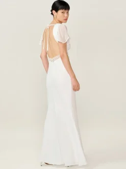 Omnes White Meadow Bridal Maxi Dress with Lace Detail