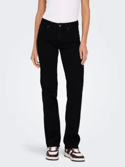ONLY Black Blush Mid Rise Straight Leg Jeans With Super Stretch