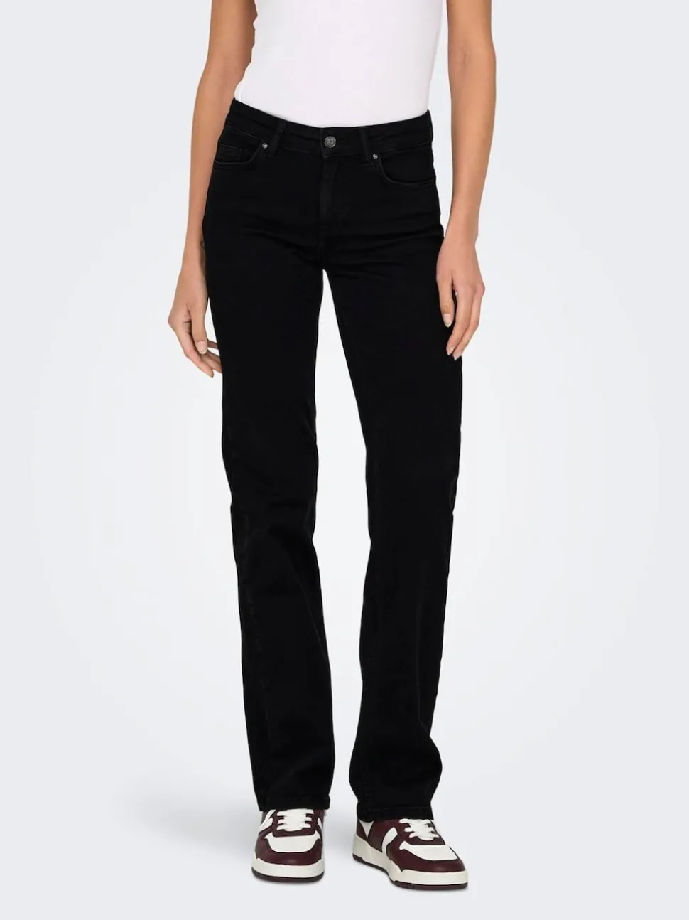 ONLY Black Blush Mid Rise Straight Leg Jeans With Super Stretch