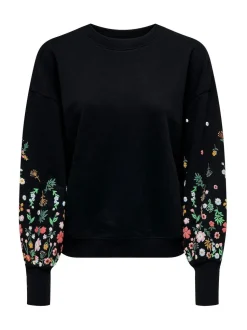 ONLY Black Long Sleeve Flower Detail Jumper