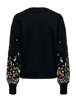 ONLY Black Long Sleeve Flower Detail Jumper