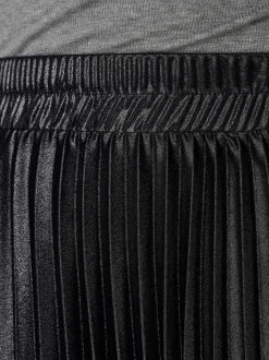 ONLY Black Metallic Pleated Midi Skirt