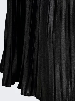 ONLY Black Metallic Pleated Midi Skirt