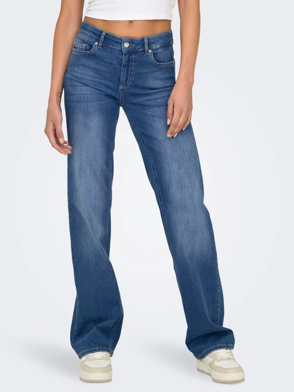 ONLY Blue Blush Mid Rise Straight Leg Jeans With Super Stretch
