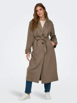 ONLY Brown Long Trench Coat