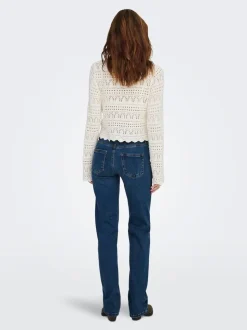 ONLY Dark Blue Blush Mid Rise Straight Leg Jeans With Super Stretch