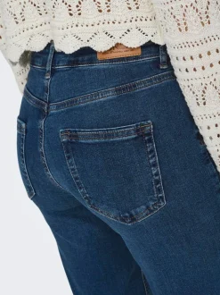 ONLY Dark Blue Blush Mid Rise Straight Leg Jeans With Super Stretch