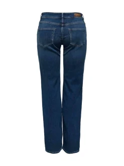 ONLY Dark Blue Blush Mid Rise Straight Leg Jeans With Super Stretch