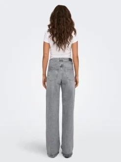 ONLY Grey High Waisted Wide Leg 100% Cotton Jeans
