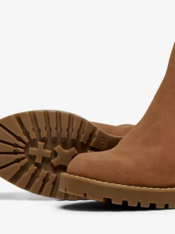 ONLY Tan Block Heel Chelsea Boots