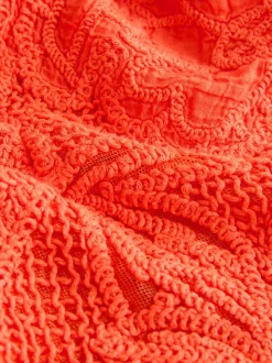 Orange Crochet Short Sleeve Shirt