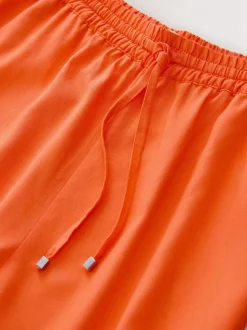 Orange Pull On Wide Leg Trousers With Linen