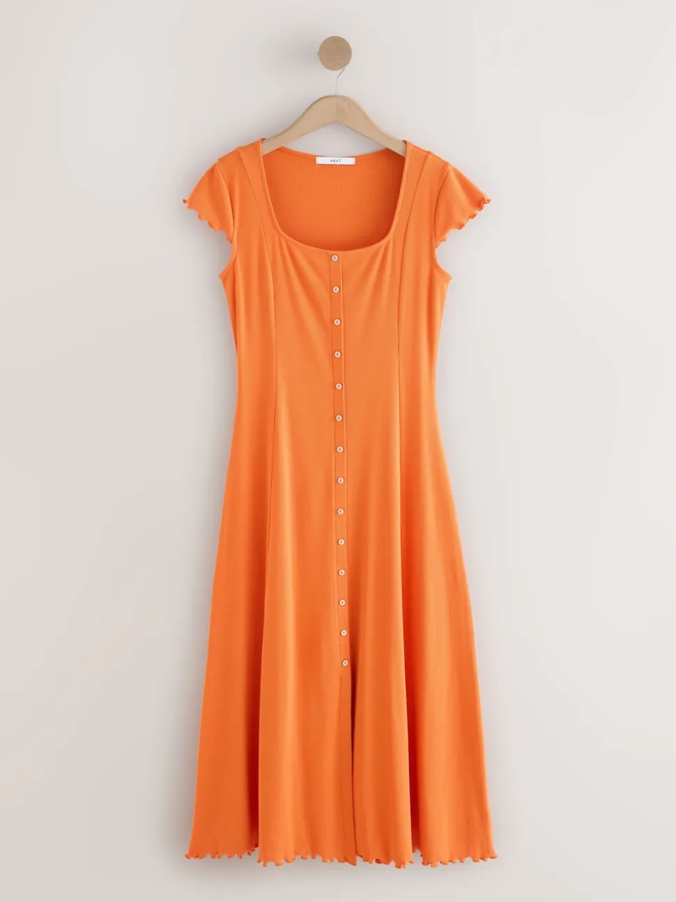 Orange Short Sleeve Jersey Button Through Maxi Dress