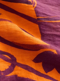 Orange/Burgundy Exotic Border Print Elasticated Waist Resort Shorts