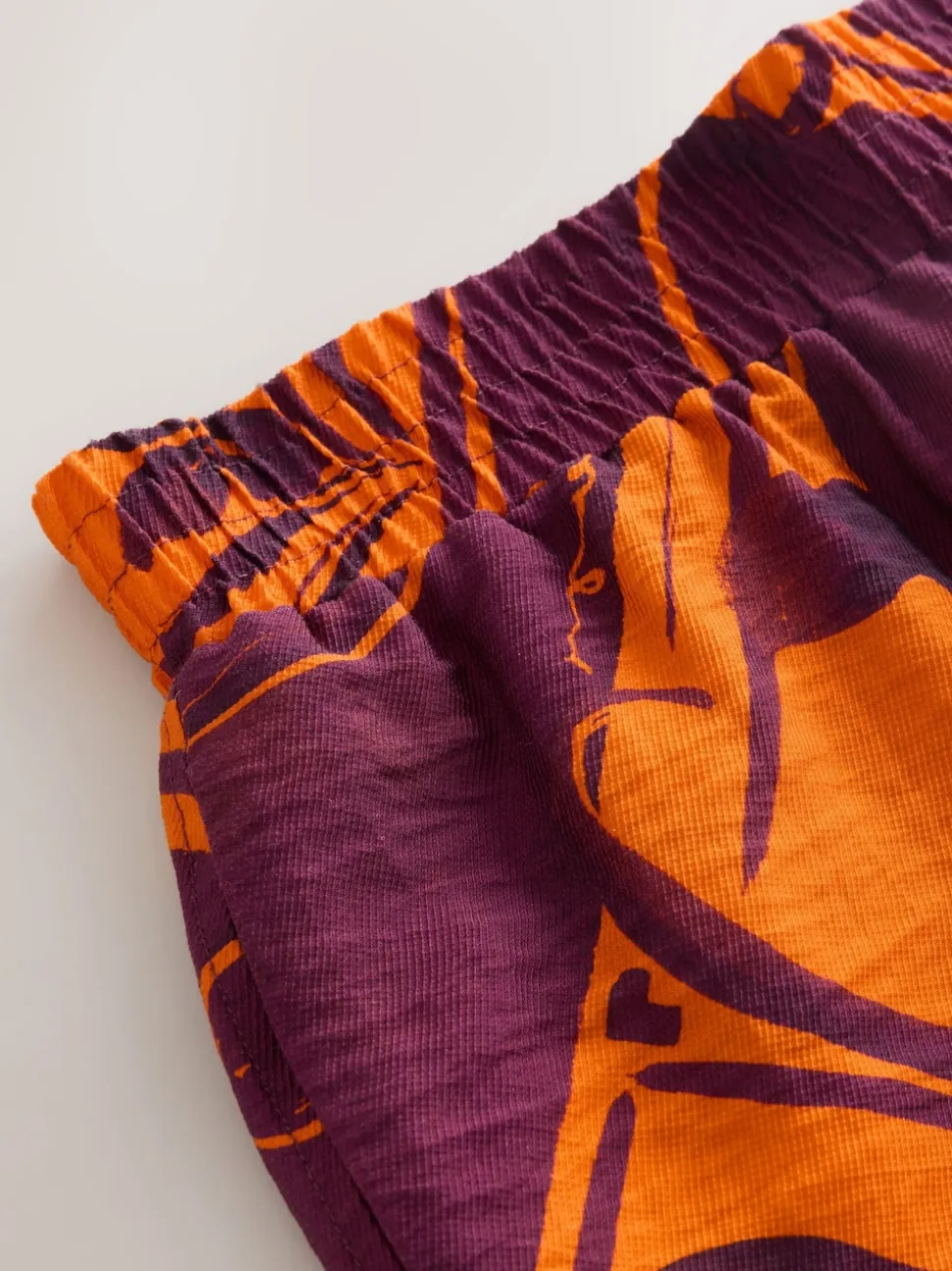 Orange/Burgundy Exotic Border Print Elasticated Waist Resort Shorts