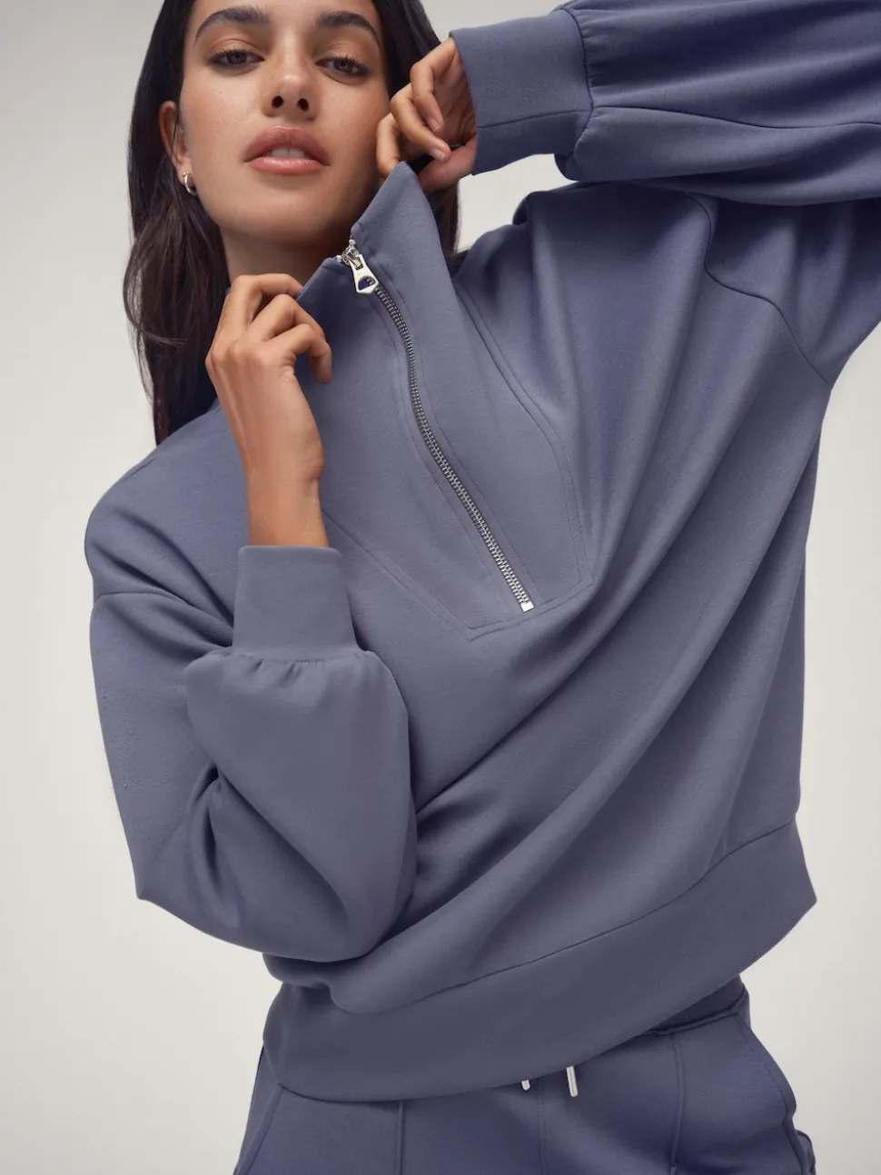 OSIA Blue 1/4 Zip Modal Sweat Top