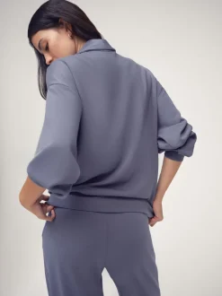 OSIA Blue 1/4 Zip Modal Sweat Top