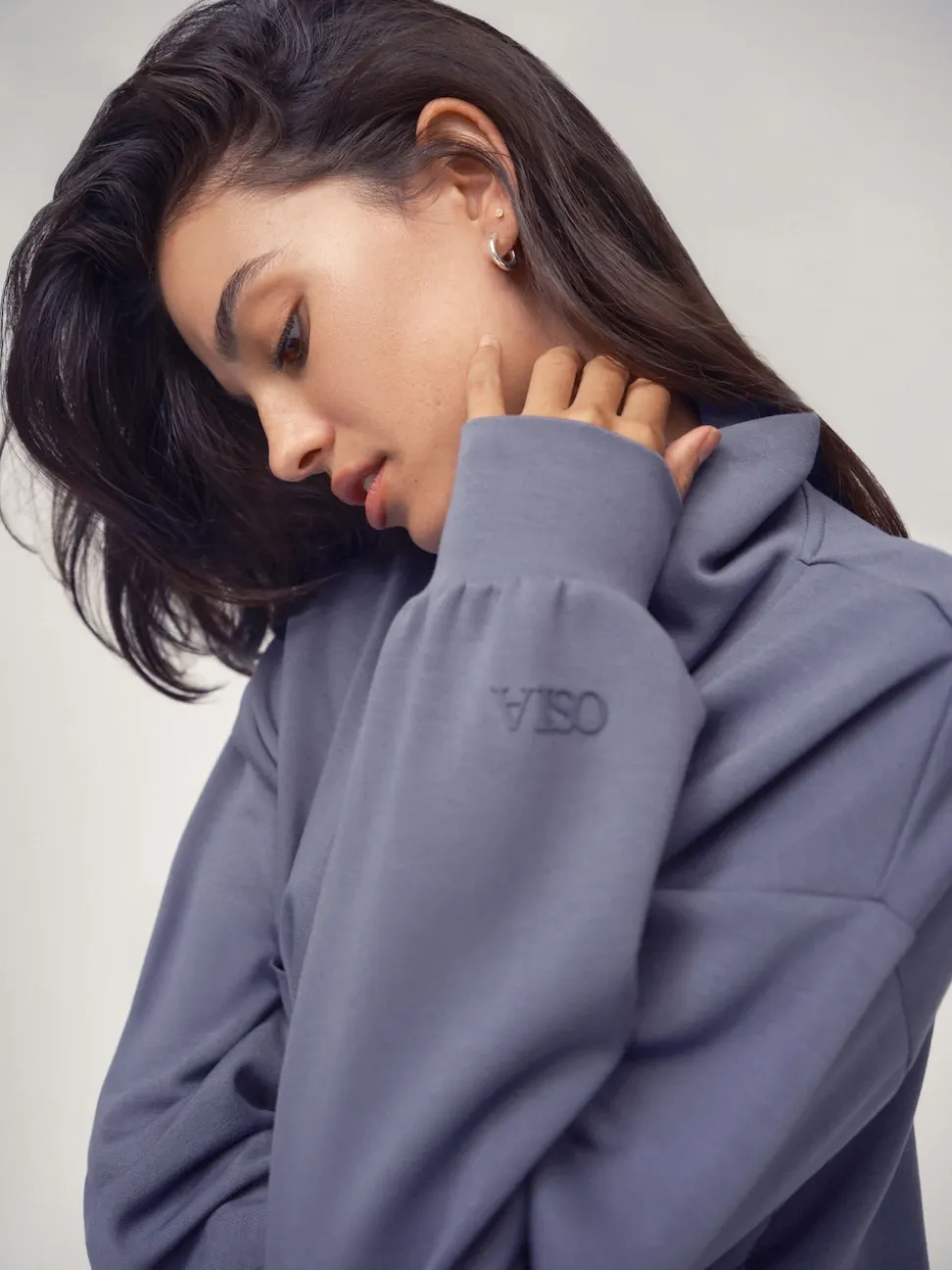 OSIA Blue 1/4 Zip Modal Sweat Top
