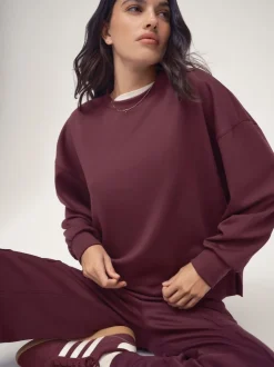 OSIA Burgundy Red Modal Crew Neck Sweatshirt
