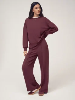 OSIA Burgundy Red Modal Crew Neck Sweatshirt