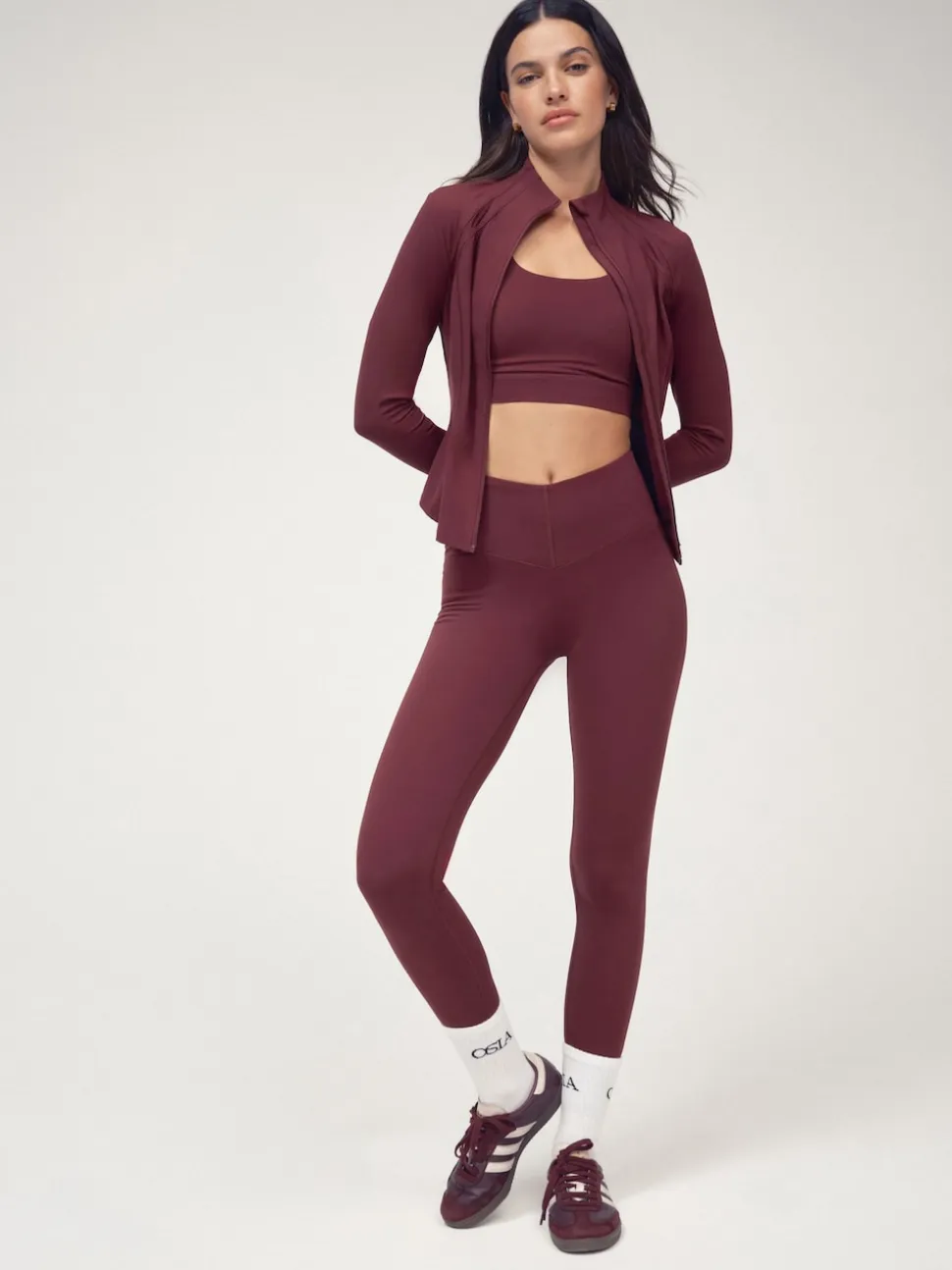 OSIA Burgundy Red V Waist Signature Legging
