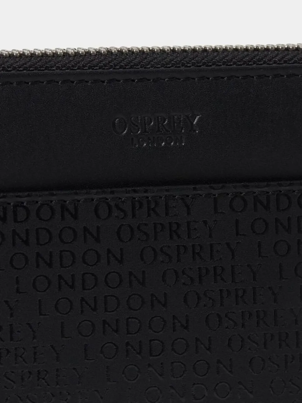 Osprey London Black Medium The Deboss Leather Zip Around Purse