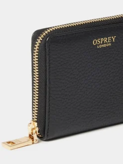 Osprey London Black The Core Small Leather Zip Around Purse