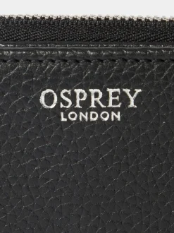 Osprey London Black The Core Medium Leather Zip Matinee Purse