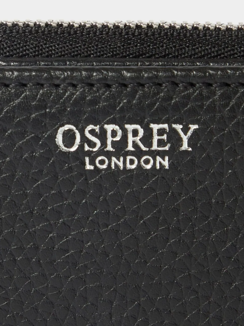 Osprey London Black The Core Medium Leather Zip Matinee Purse
