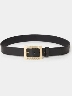 Osprey London Black The Chain Buckle Leather Belt