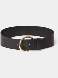 Osprey London Black The Oversized Leather Buckle Belt