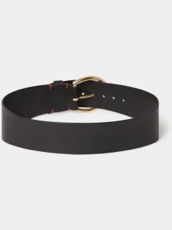 Osprey London Black The Oversized Leather Buckle Belt