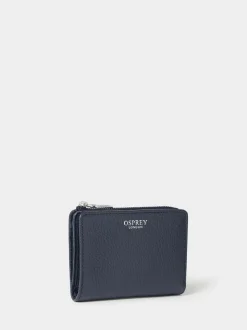 Osprey London Blue The Core Medium Leather Zip Matinee Purse
