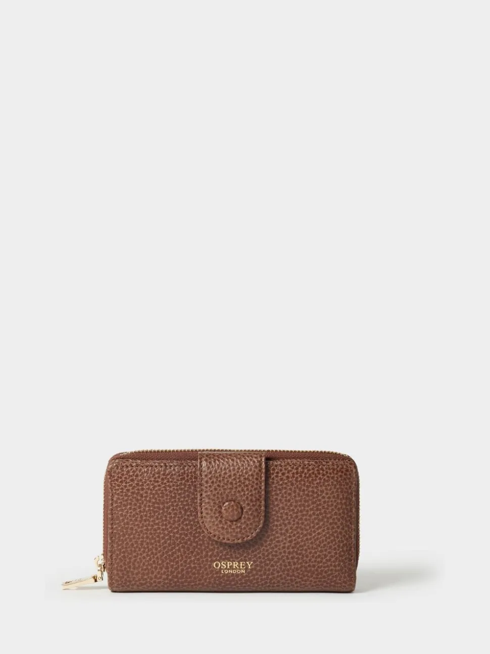 Osprey London Brown The Core Medium Leather Popper Matinee Purse