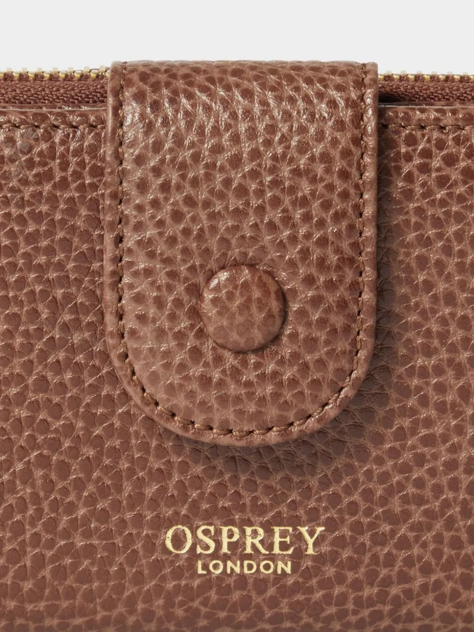 Osprey London Brown The Core Medium Leather Popper Matinee Purse