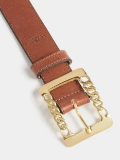 Osprey London Brown The Chain Buckle Leather Belt