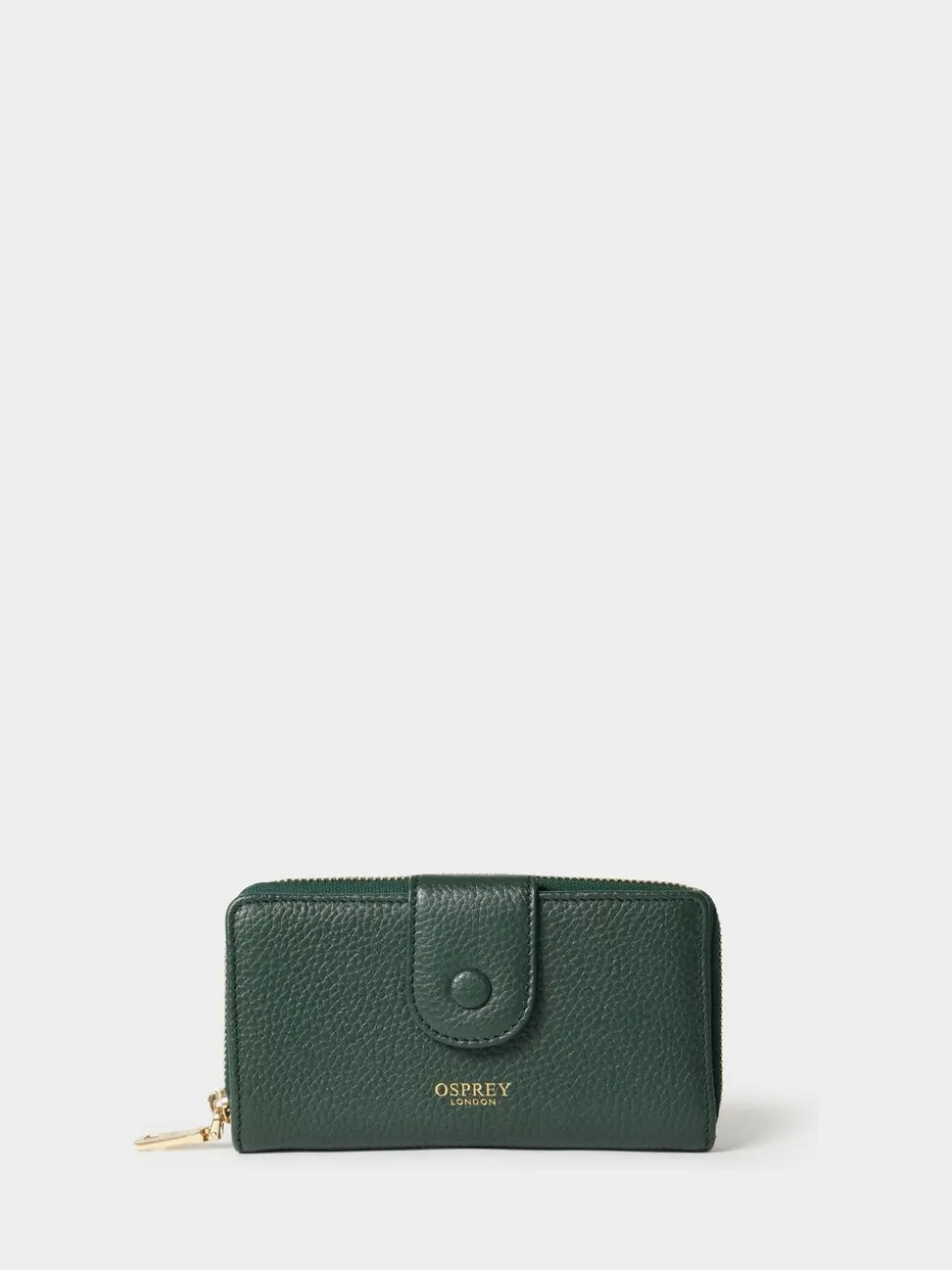 Osprey London Green The Core Medium Leather Popper Matinee Purse