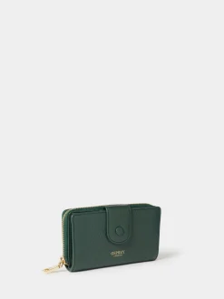 Osprey London Green The Core Medium Leather Popper Matinee Purse