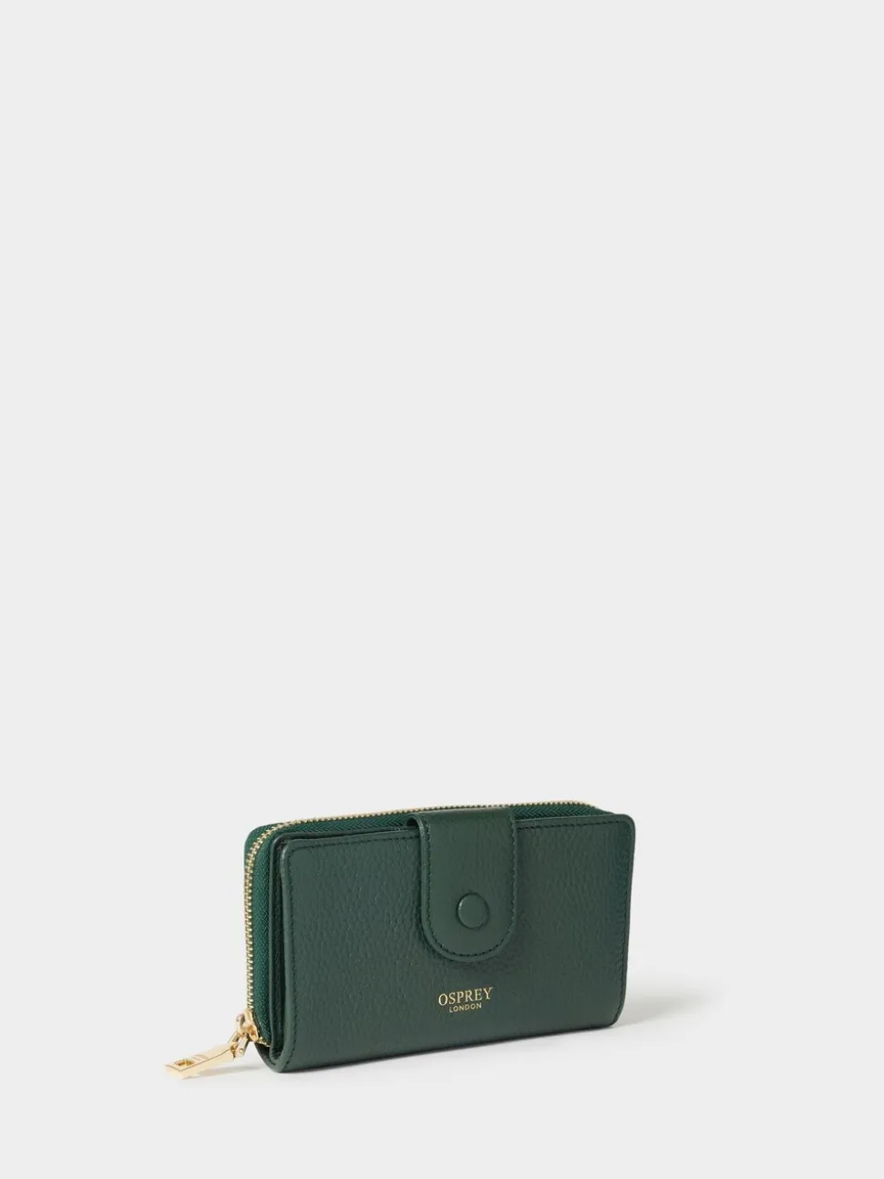 Osprey London Green The Core Medium Leather Popper Matinee Purse