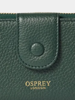 Osprey London Green The Core Medium Leather Popper Matinee Purse