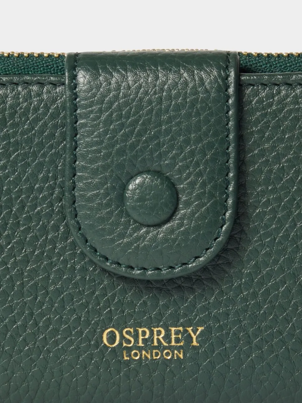 Osprey London Green The Core Medium Leather Popper Matinee Purse