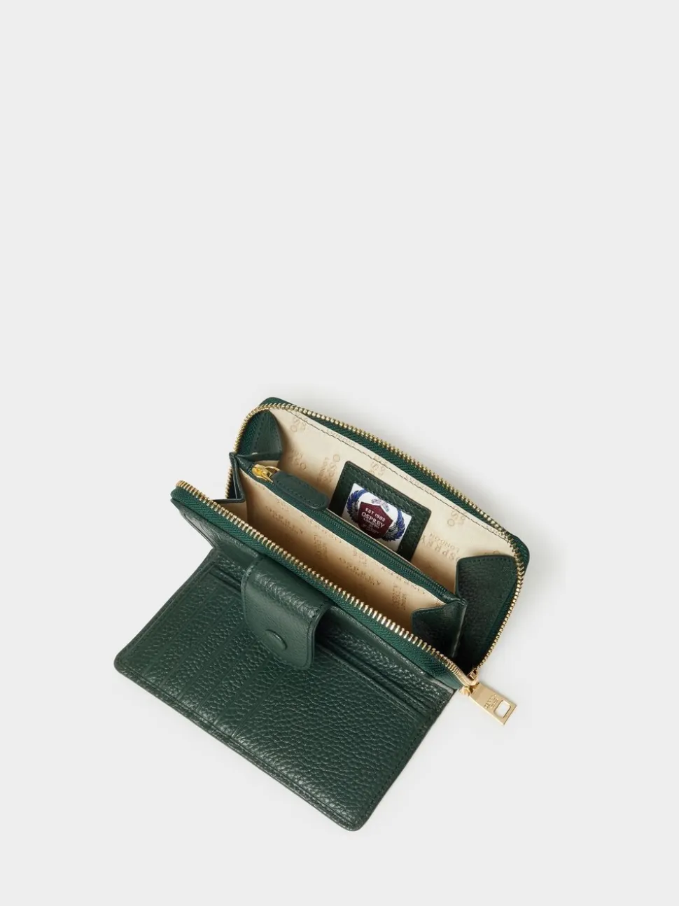 Osprey London Green The Core Medium Leather Popper Matinee Purse
