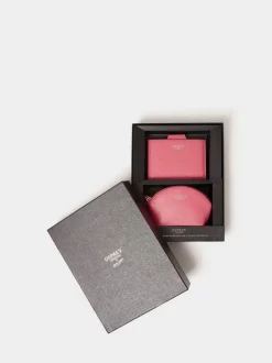 Osprey London Pink The Neptune Leather Mirror Card Holder & Small Pouch