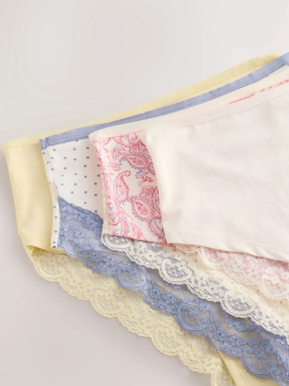 Paisley High Rise High Leg Cotton Lace Knickers 4 Pack