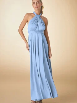 Pastel Blue Jersey Multiway Wedding Guest Bridesmaid Maxi Dress