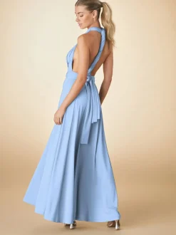 Pastel Blue Jersey Multiway Wedding Guest Bridesmaid Maxi Dress