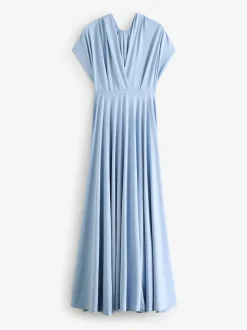 Pastel Blue Jersey Multiway Wedding Guest Bridesmaid Maxi Dress