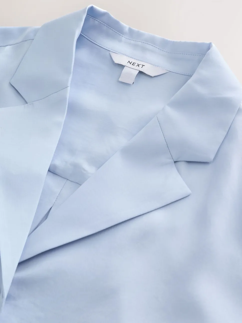 Pastel Blue Soft Revere Collar Long Sleeve Shirt